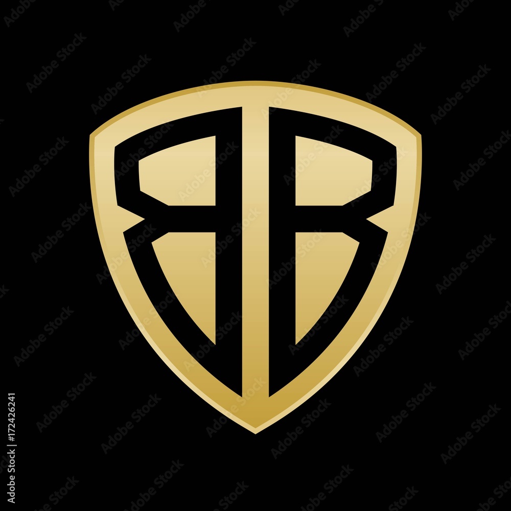 Initial Letters Logo Gold Monogram Shield Shape Vector Stock Vector Adobe Stock