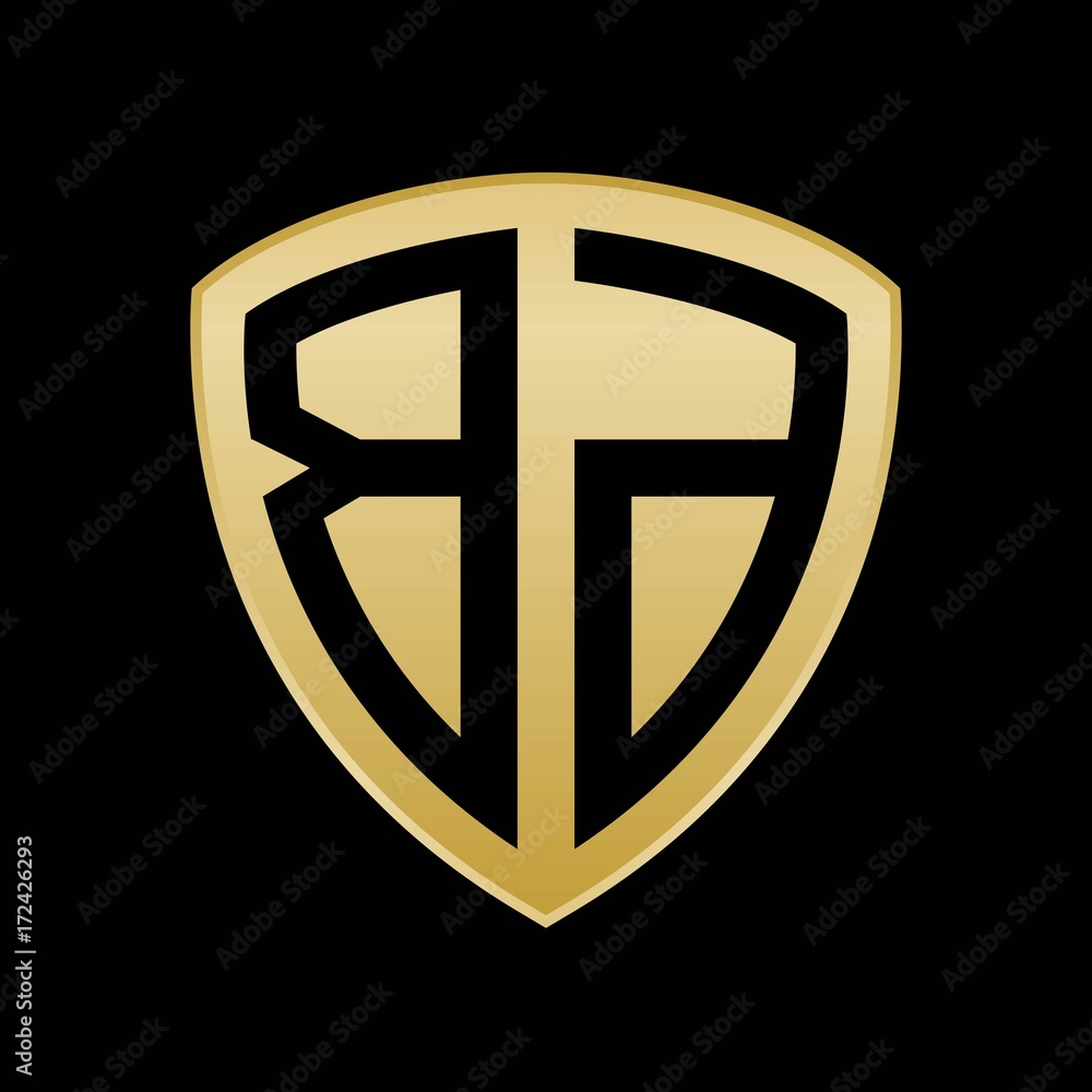 Initial letters logo bd gold monogram shield shape vector Initial letters logo bd gold monogram shield shape vector