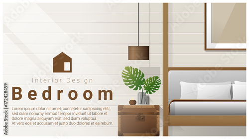 Interior design with Modern bedroom background , vector , illustration
