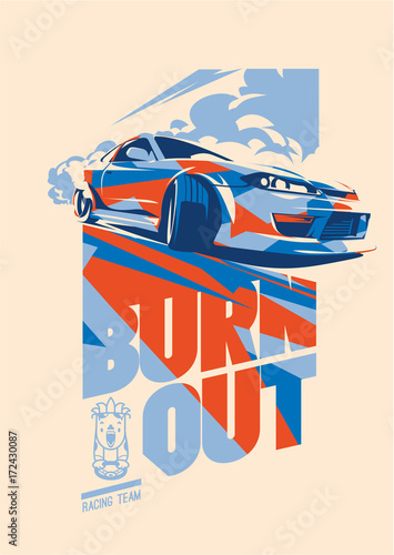 Burnout car, Japanese drift sport, Street racing