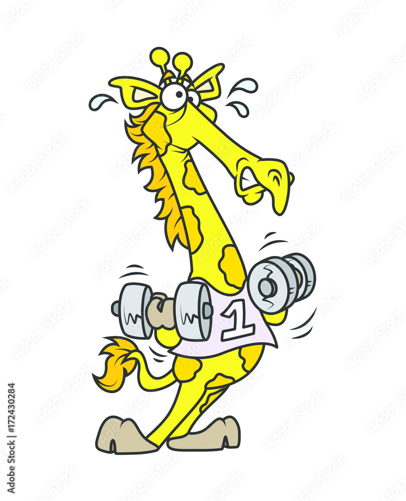 Cartoon Giraffe Doing Exercise Cartoon Giraffe Doing Exercise