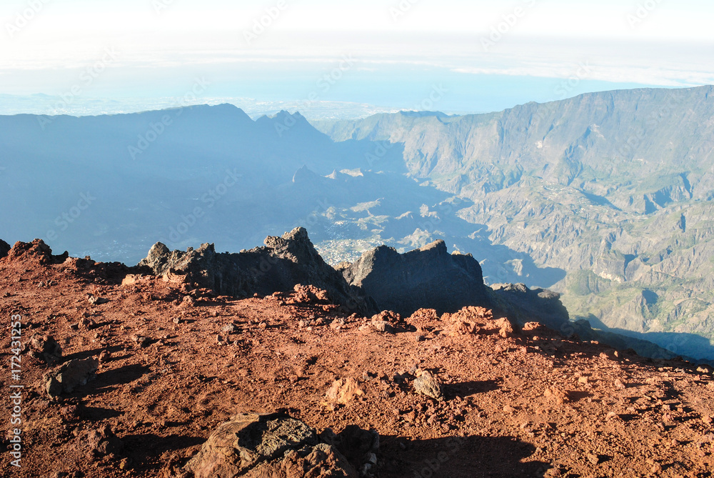 View from top of Piton des Neiges mountain, Reunion Island, France