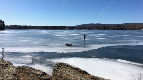 Frozen Onota Lake in Pittsfield, Massachusetts