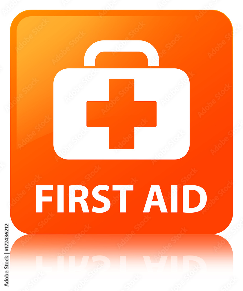 Fototapeta premium First aid orange square button