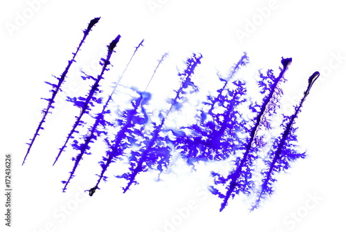 blue ink splashes isolated on white, with clipping path