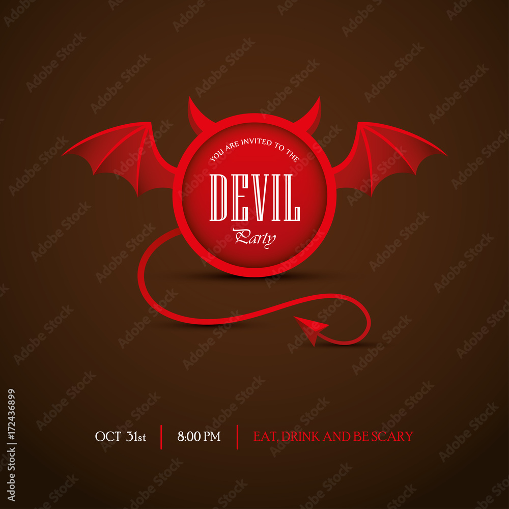 Fototapeta premium Halloween party invitation with frame looking like a devil.