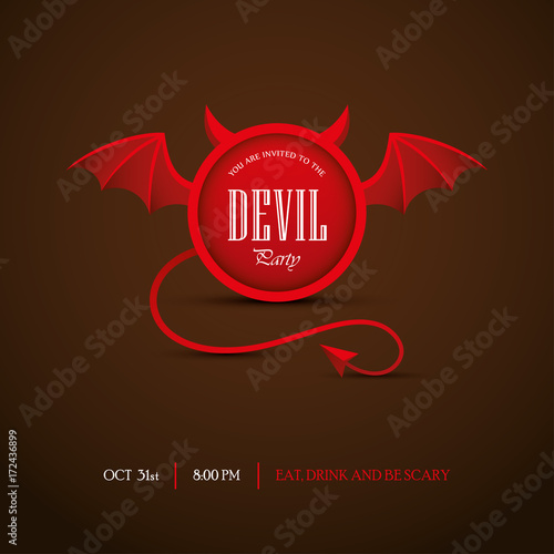 Halloween party invitation with frame looking like a devil.