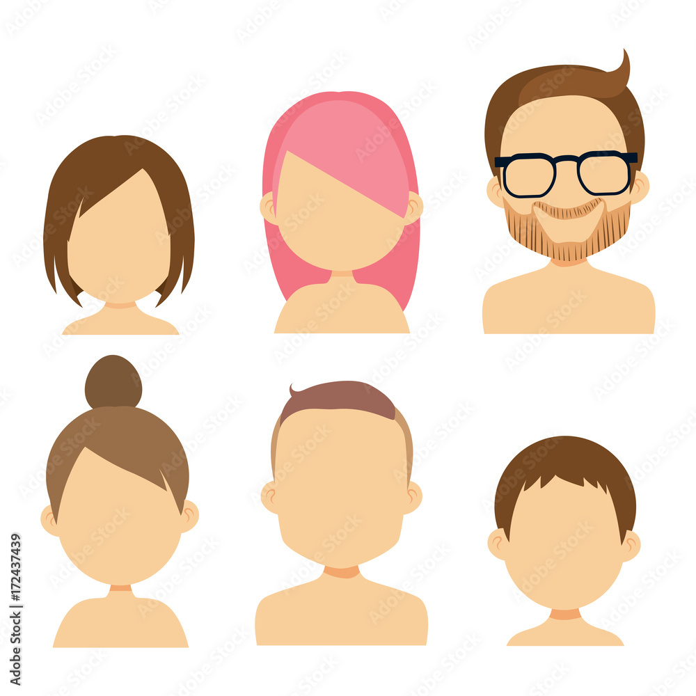 Avatar set people of male and female family Avatar set people of male and female family