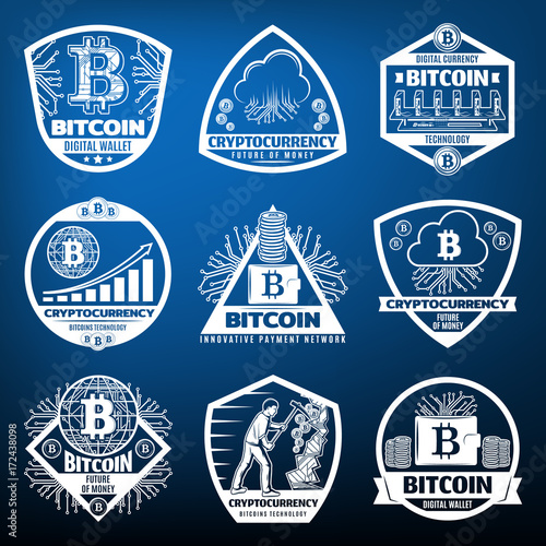 Vintage Bitcoin Currency Labels Set