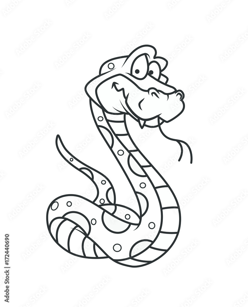 Cartoon Snake Drawing - clip-art vector illustration Stock Vector | Adobe  Stock