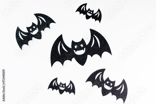 black hallowwen bats on a white background