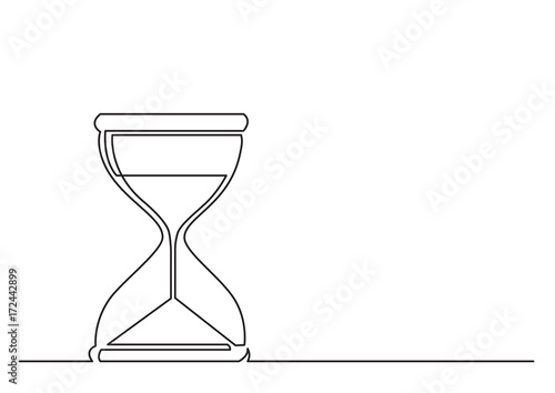 one line drawing of isolated vector object - hourglass