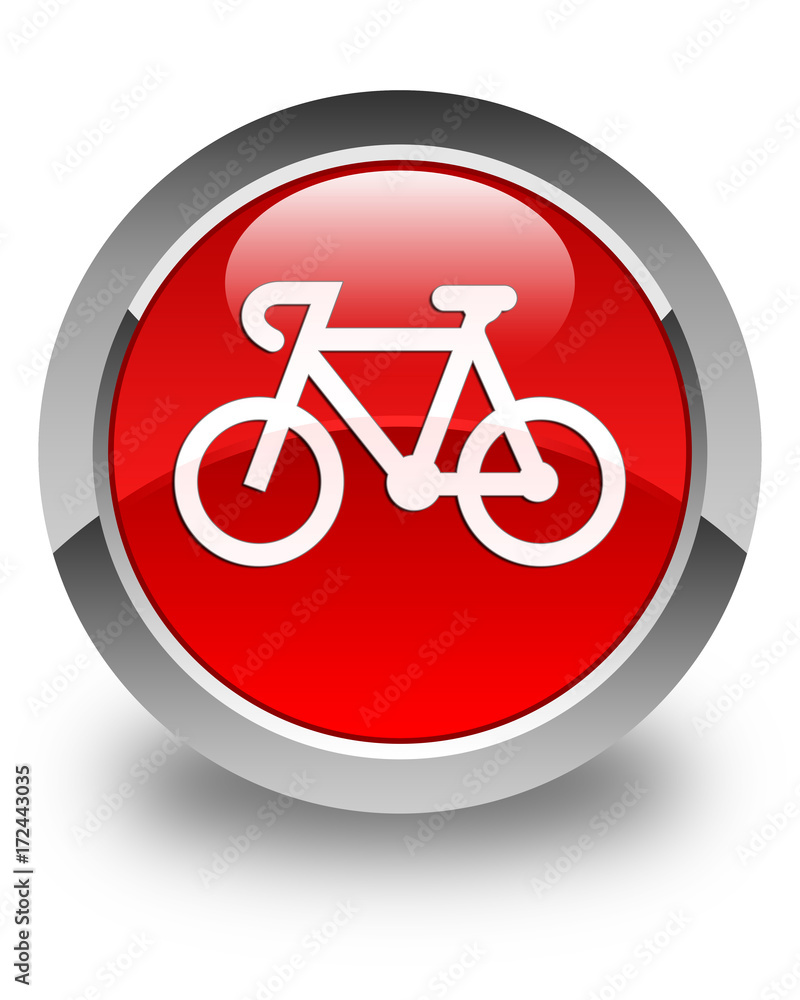 Bicycle icon glossy red round button Bicycle icon glossy red round button