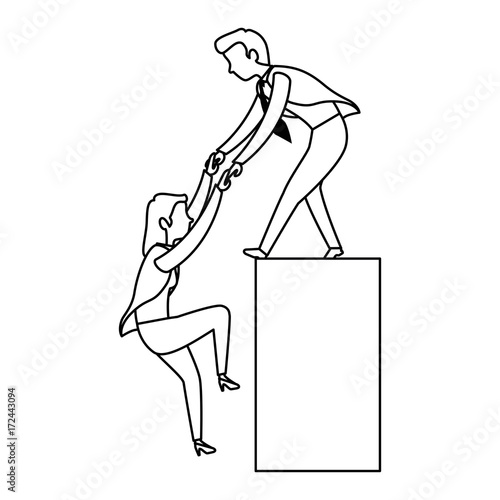 businessman helping to climb businesswoman