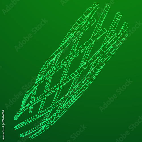 Low poly truss structure wireframe mesh background. Scinece and tech vector illustration.