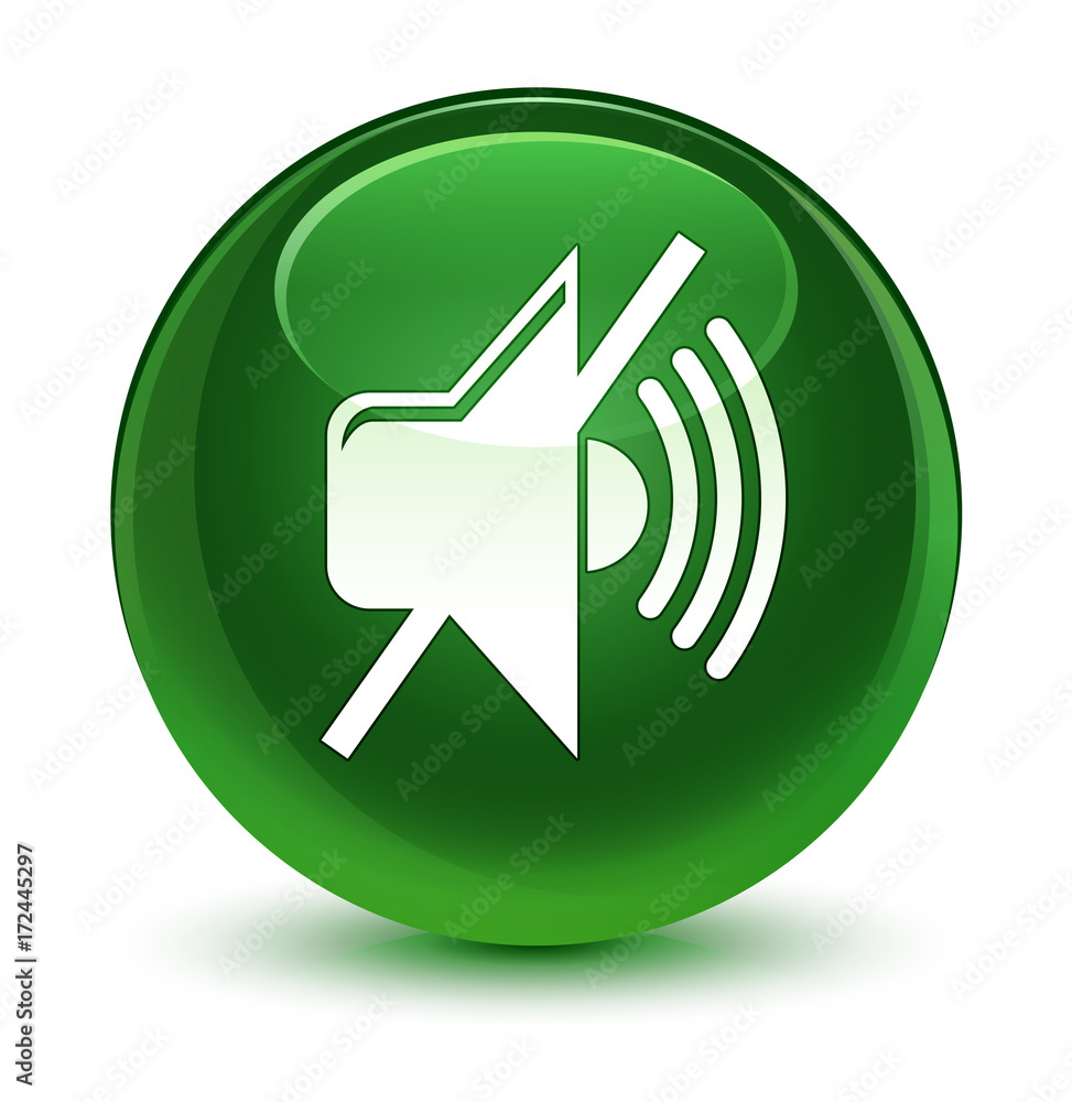 Mute volume icon glassy soft green round button Mute volume icon glassy soft green round button
