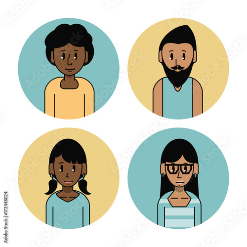 Young friends cartoons set icon vector illustration graphic design