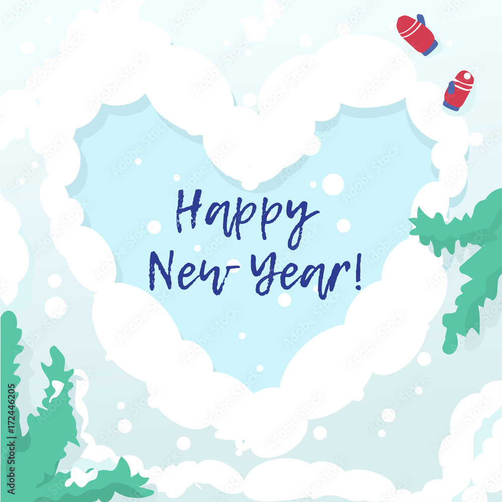 Happy new year card with winter Happy new year card with winter