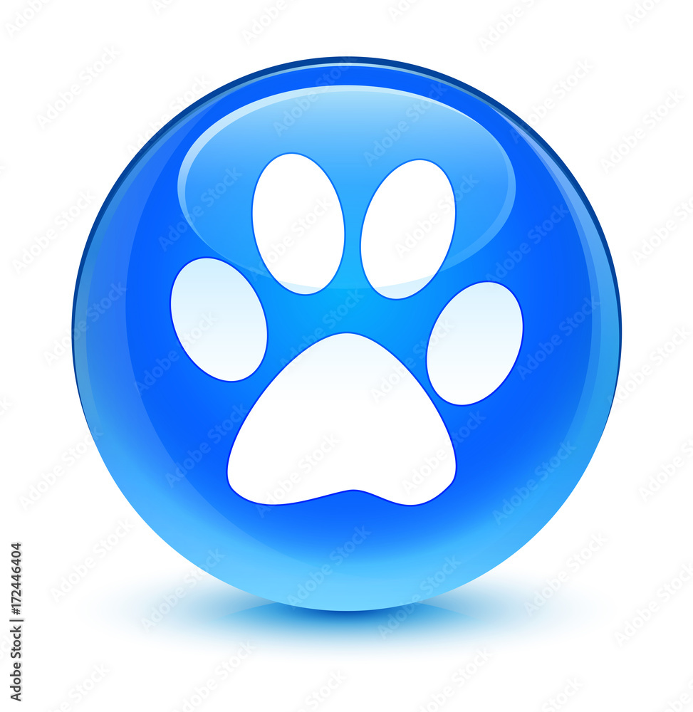 Obraz premium Animal footprint icon glassy cyan blue round button
