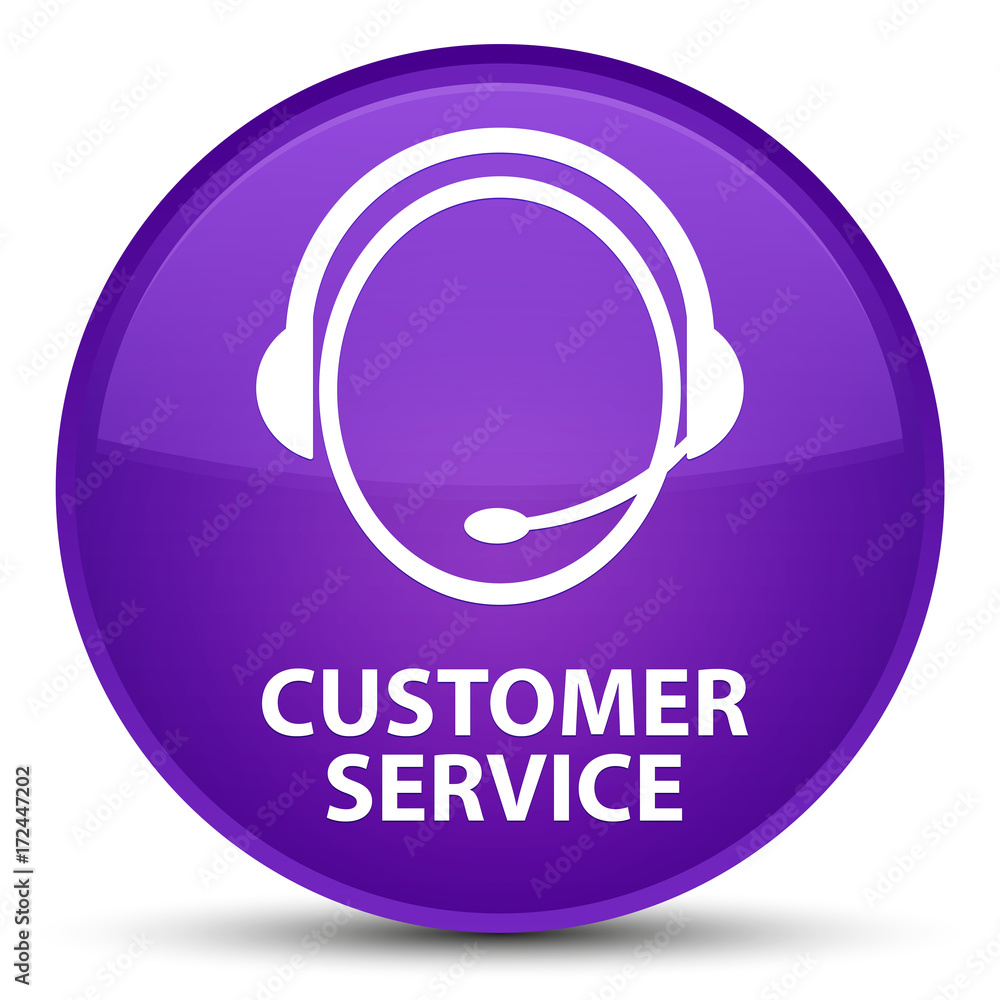 Customer service (customer care icon) special purple round button Customer service (customer care icon) special purple round button