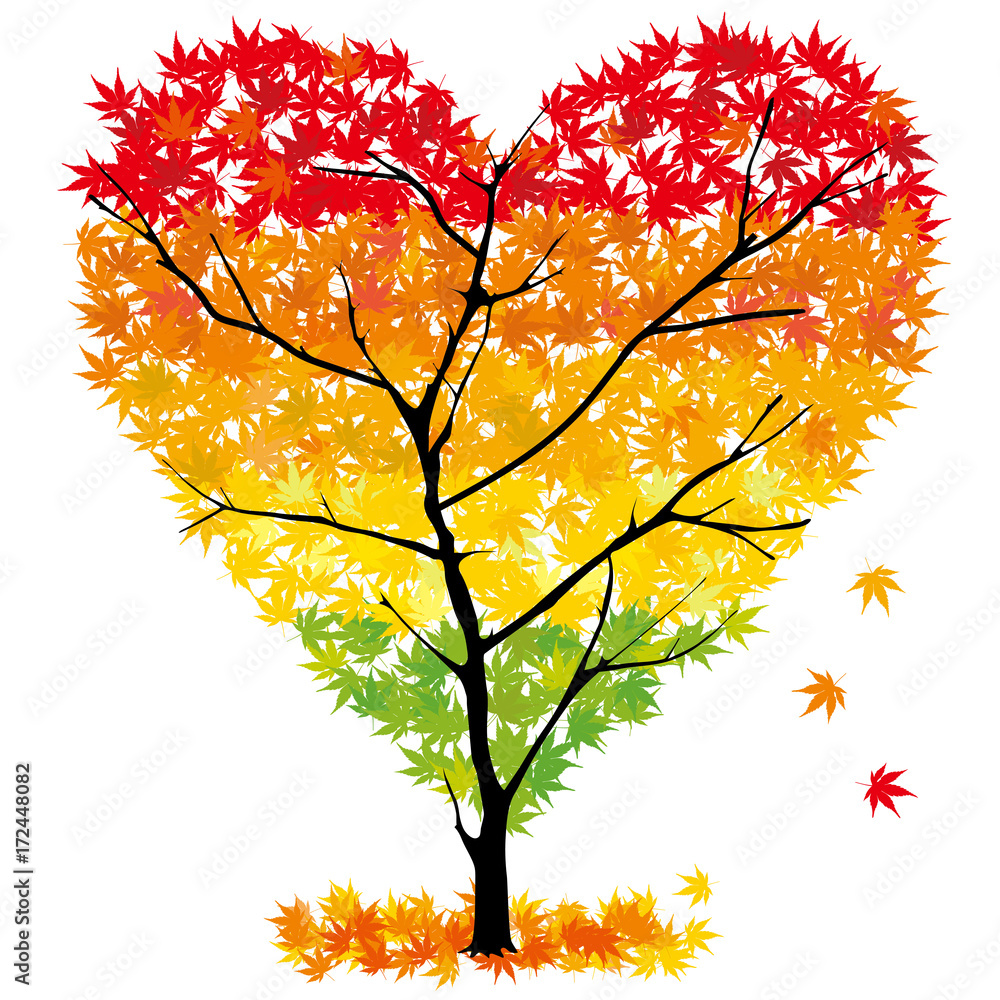 ハート型の紅葉のモミジの木のイラスト Heart S Maple Tree Illustration Stock ベクター Adobe Stock