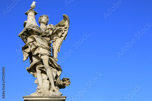 Medieval figure of an angel on the famous bridge Saint Angelo bridge  Rome  Italy