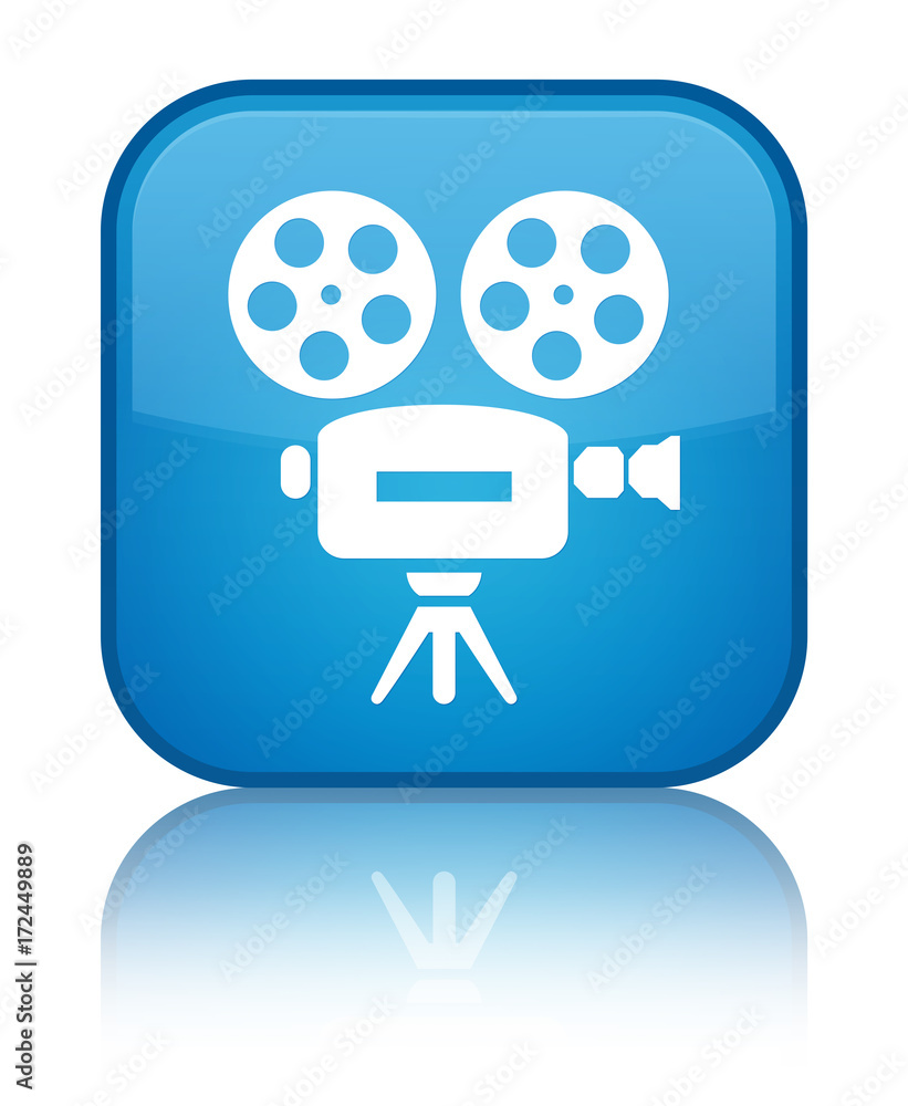 Video camera icon special cyan blue square button Video camera icon special cyan blue square button