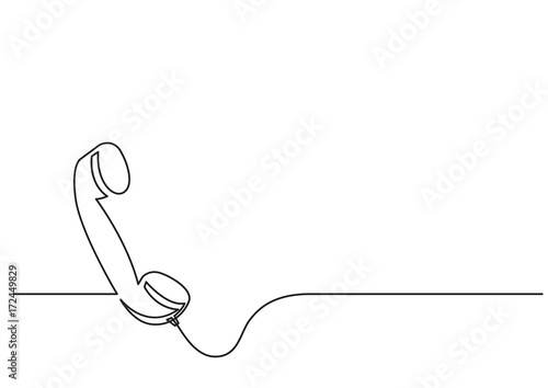 one line drawing of isolated vector object - phone receiver
