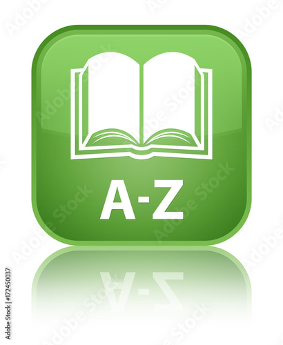 A-Z (book icon) special soft green square button