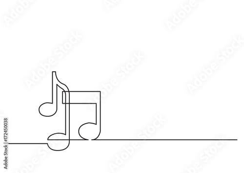 one line drawing of isolated vector object - music notes