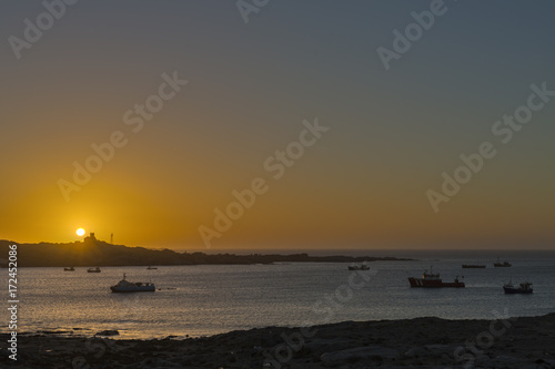 Luderitz harbour at sunset
