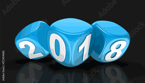 Dices with  2018. Image with clipping path.