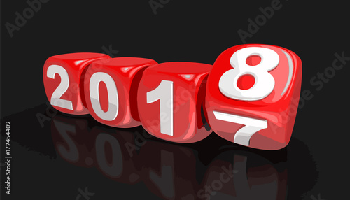 Dices with  2018. Image with clipping path.