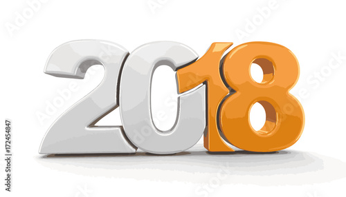 New Year 2018. Image with clipping path.