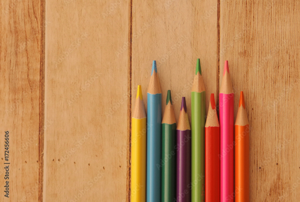 Pencils on the background of a table Pencils on the background of a table