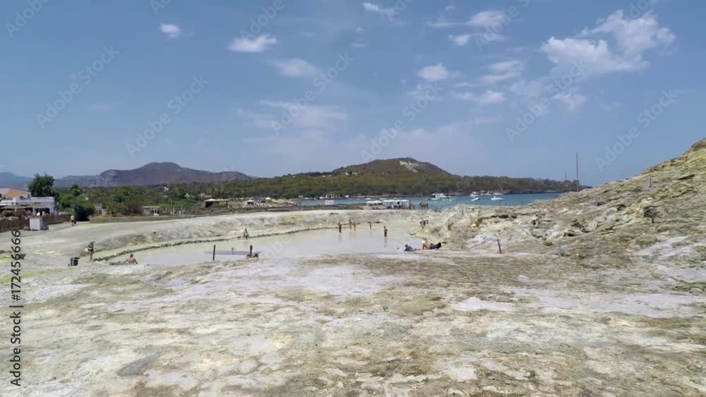 sulfur, sulphur mud baths on Vulcano aeolian island