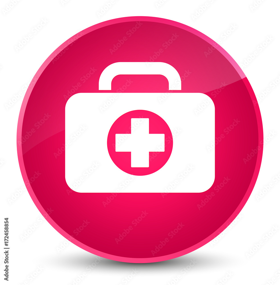 First aid kit bag icon elegant pink round button First aid kit bag icon elegant pink round button