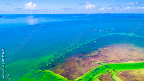 Colorful water, Atlantic Ocean and Gulf of Mexico, Florida Keys, USA.  © miami2you