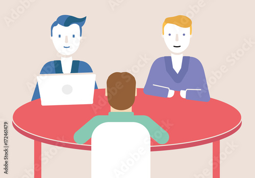 Vector flat illustration related of teamwork, business meeting and stakeholders
