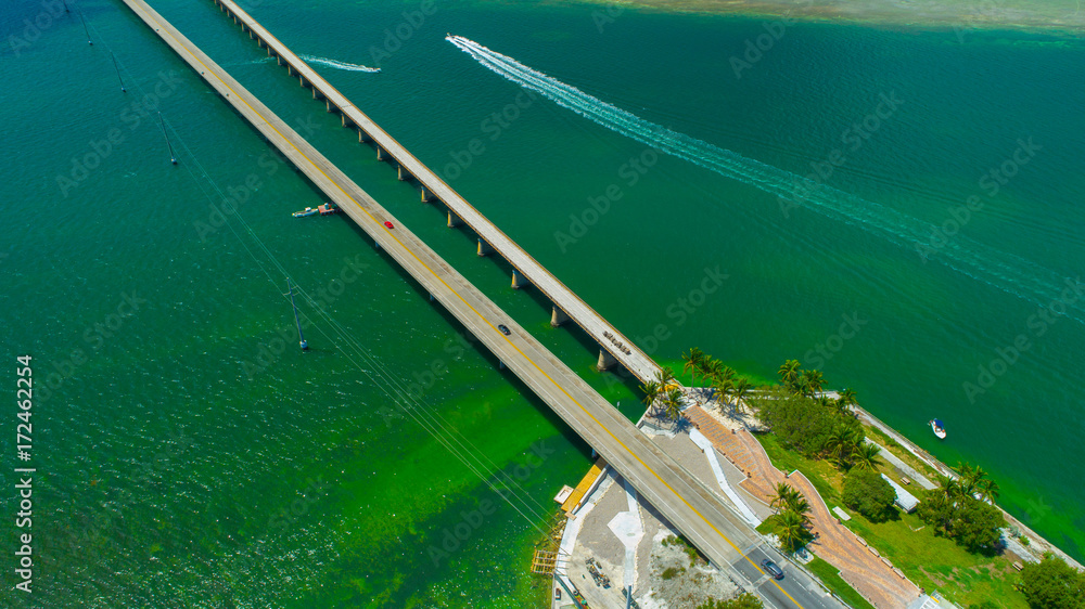 7 mile bridge. Aerial view. Florida Keys, Marathon, USA. 