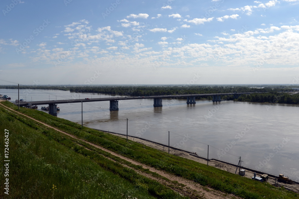 Construction of the embankment on the Ob river in Barnaul.