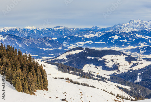 On the slopes of the ski resort Brixen im Thalef. Tyrol, Austria