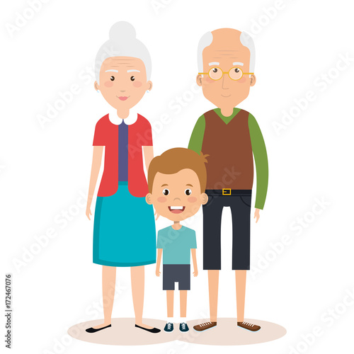 grandparents couple with grandson avatars characters