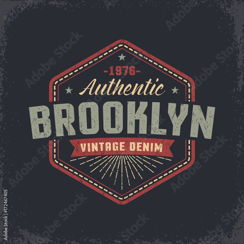 Authentic Brooklyn grunge retro design of the label, badge, print on the T-shirt.
Worn texture on a separate layer and easily deactivated.