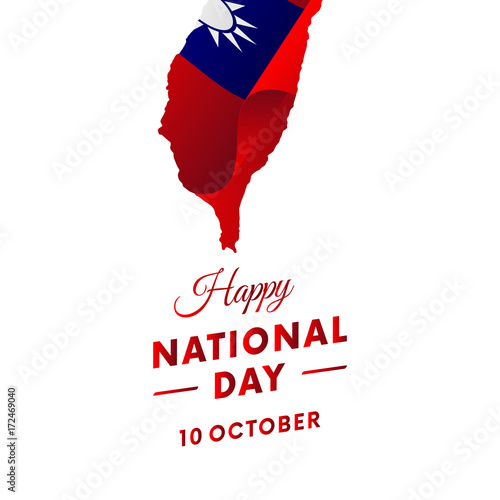 Taiwan National day. Taiwan map. Vector illustration.