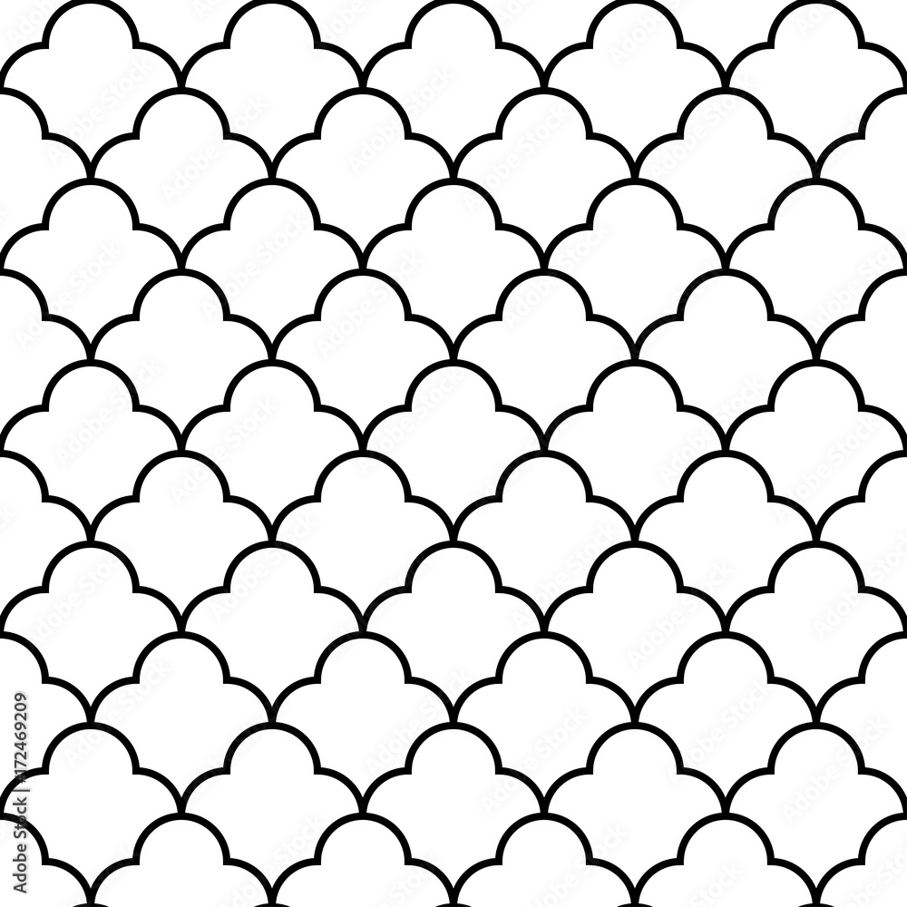 Fototapeta premium Scales geometric seamless pattern, background, vector illustration