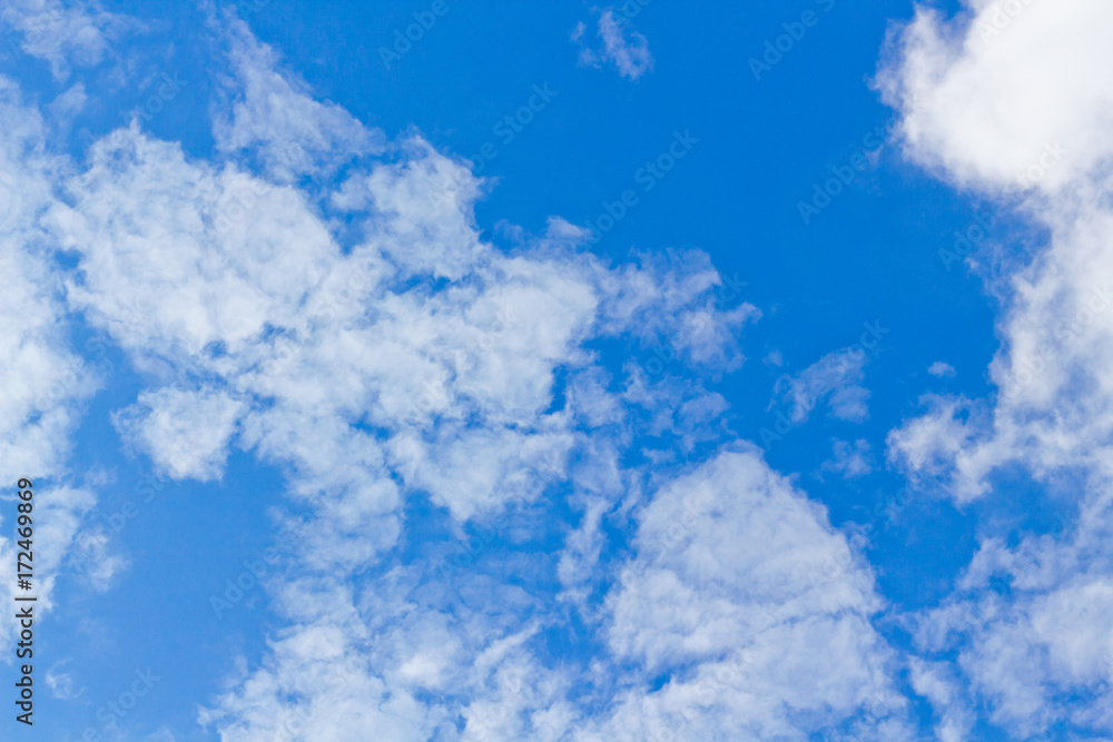 Blick in den blauen Himmel bei nur wenigen Wolken.
