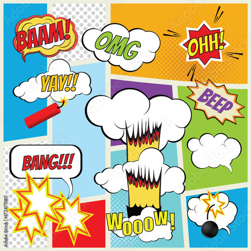 Vector comic book explosion elements