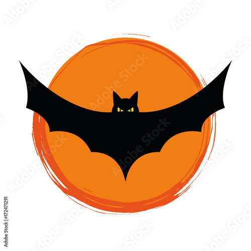 fledermaus vampier im organgenen kreis