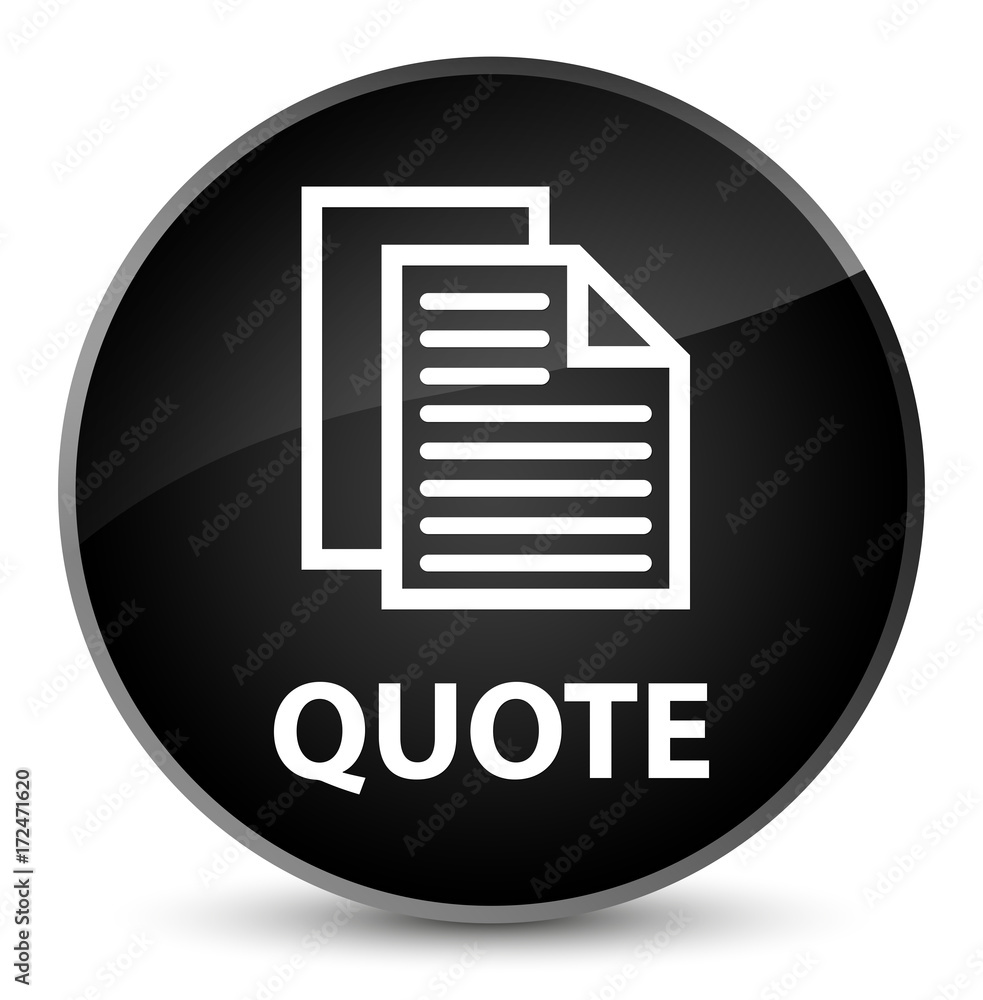 Quote (document pages icon) elegant black round button Quote (document pages icon) elegant black round button